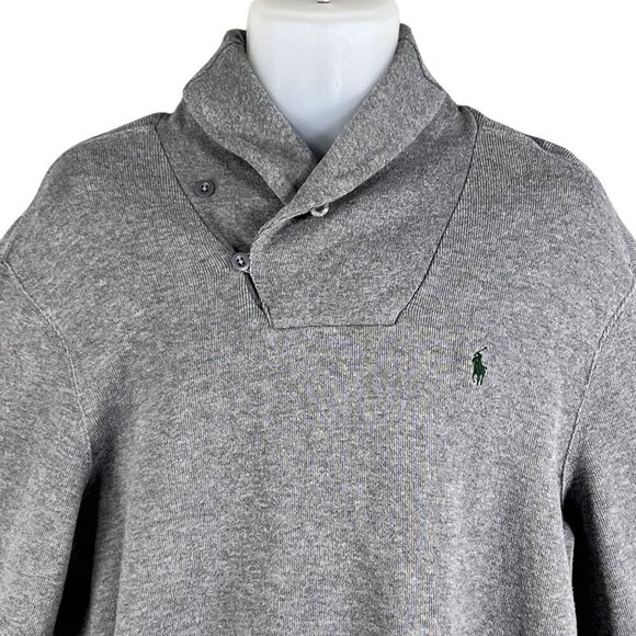 Polo Ralph Lauren Mens XL Jersey Shawl Collar Gray Pullover Sweater Quiet Luxury - Picture 7 of 16